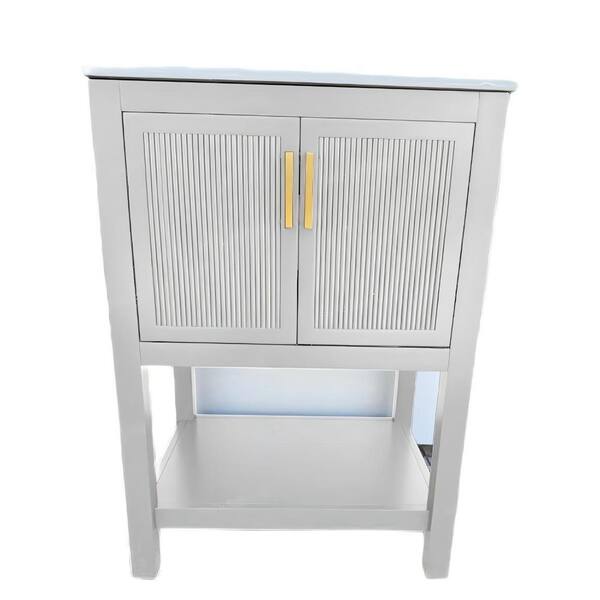 23.6 in. Storage Cabinet, Accent Cabinet with 2 Doors and Open Shelves, White