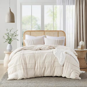 Porter 2-Piece Neutral Twin/Twin XL Soft Microfiber Washed Pleated Duvet Cover Set