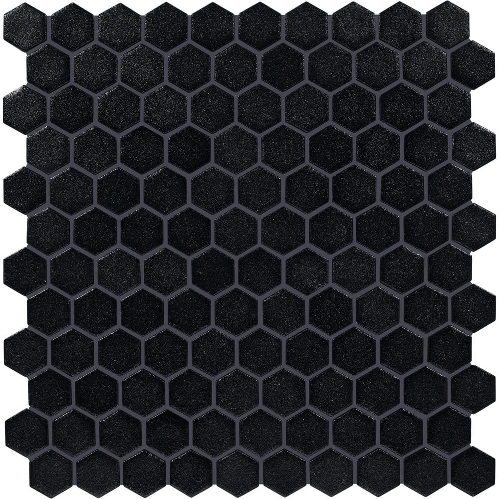 Uptown Glass Black 11 in. x 12 in. Matte Glass Hexagon Mosaic Tile (16.92 sq. ft. /case) price history on PriceWatchPro