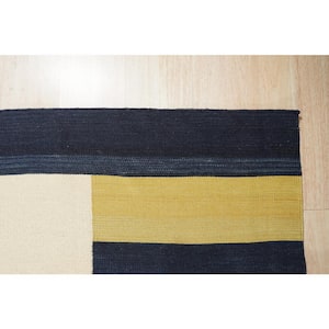 Multi 9 ft. x 12 ft. Hand-Knotted Wool Modern Modern Flat Weave Rug Area Rug