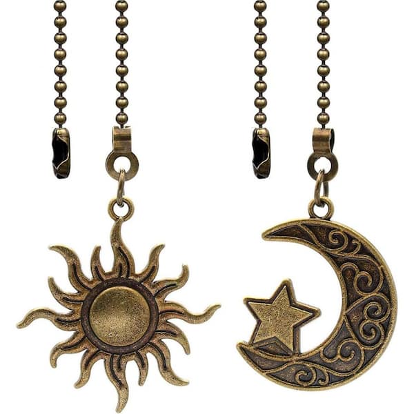 Sun and Moon 3. 46in. Bronze Ceiling Fan Pull Chains with Connector 2-Pack