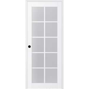 Paola 18 in. x 80 in. Right-Handed 10-Lite Frosted Glass Solid Core Bianco Noble Wood Single Prehung Interior Door