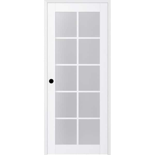 Teamson Kids Paola 28 in. x 80 in. Right-Handed 10-Lite Frosted Glass Solid Core Bianco Noble Wood Single Prehung Interior Door
