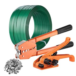 Packaging Strapping Banding Kit with Strapping Tensioner Tool, Banding Sealer Tool, 1000 ft. PET Band, 300 Metal Seals