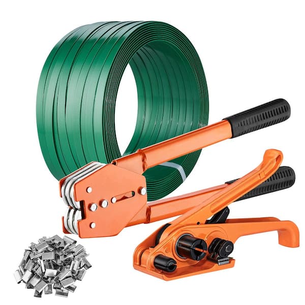 VEVOR Packaging Strapping Banding Kit with Strapping Tensioner Tool, Banding Sealer Tool, 1000 ft. PET Band, 300 Metal Seals