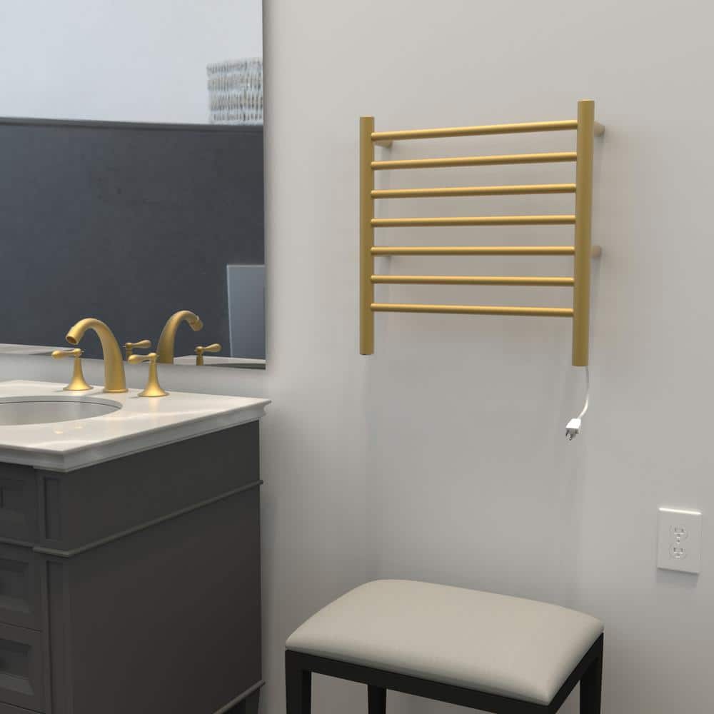 Satin Brass 7-Bar Wall Mounted Towel Warmer