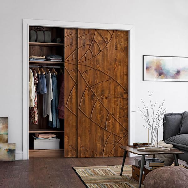 A stylish double closet doors with shelves
