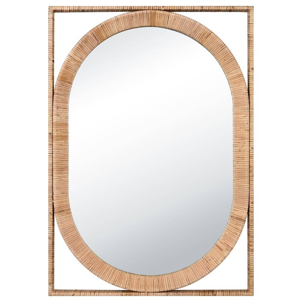 Como 23.5 in. W x 33.5 in. H Rattan Natural Wall Mirror