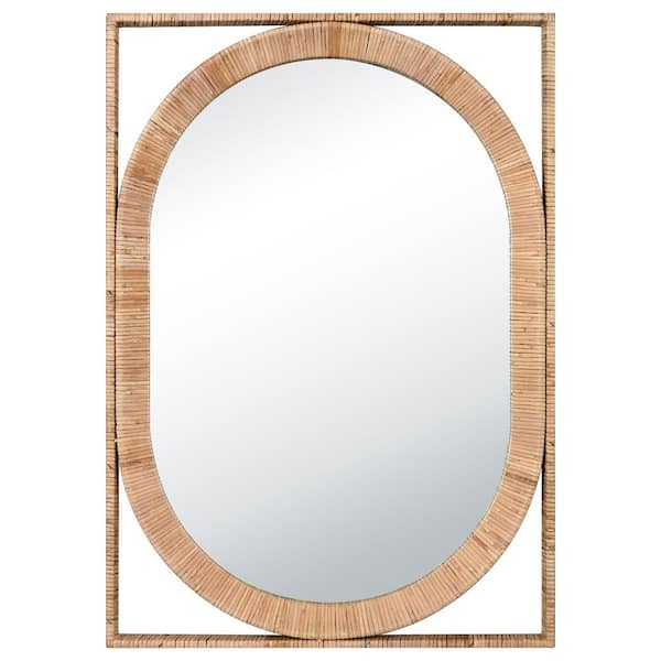 Unbranded Como 23.5 in. W x 33.5 in. H Rattan Natural Wall Mirror