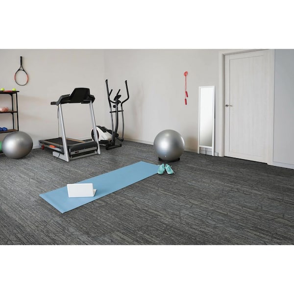 Advance - Cross Walk - Gray Commercial/Residential 12 in. x 36 in. Glue-Down Carpet Tile Plank (72 sq. ft. )