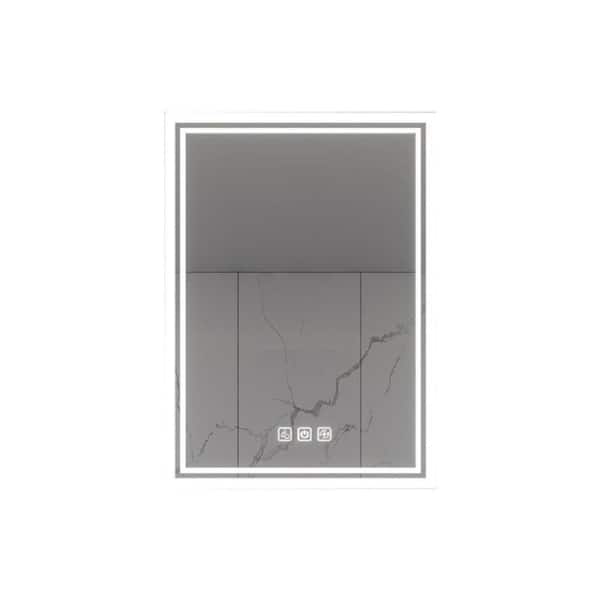 32 in. W x 24 in. H Rectangular Frameless Wall Bathroom Vanity Mirror with Front Light, 5 Mins Defog, 3 Colors Dimmable