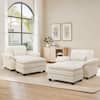 OrangeOne 4-Piece Modern Large Beige Chenille Fabric Upholstery Accent Chair Tall Backrest Armchair with Ottoman YM-BEI-S2