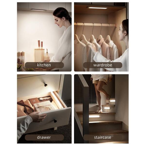 Lukyamzn Silver LED Under Cabinet Lighting Lamp, Dimmable Motion