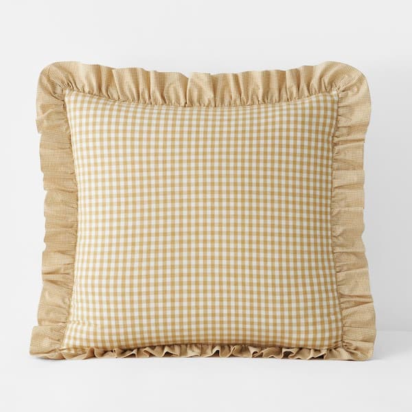 The Company Store Company Cotton Gingham Yarn-Dyed Melange Gold Plaid Cotton Percale Euro Sham