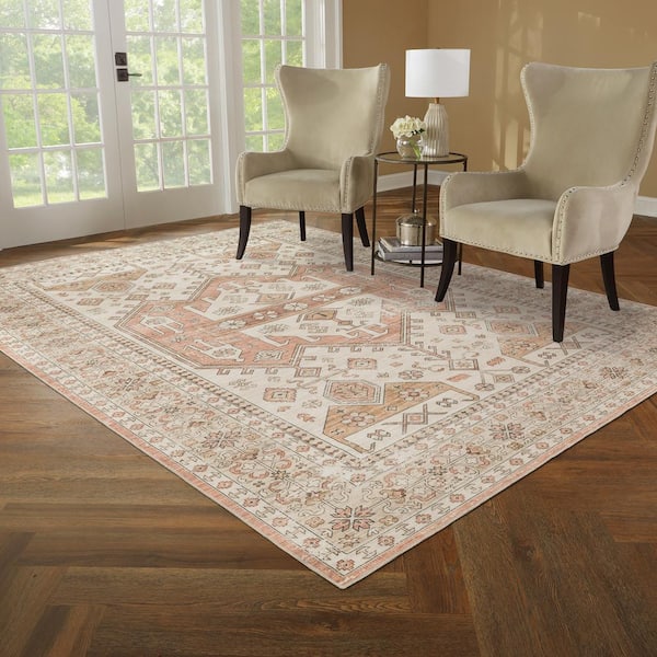 Harmony Global Rust 7 ft 6 in. X 10 ft. Polyester Indoor Machine Washable Area Rug