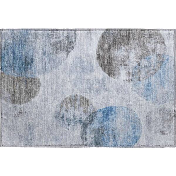 Mayfield Premium Machine Washable Abstract AMF2346 Denim 3 ft. x 4 ft. Area Rug
