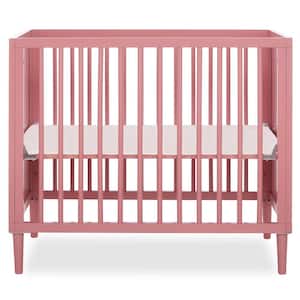 Lucas 4-in-1 Rose Mini Modern Crib with Rounded Spindles I Convertible Crib I Mid- Century Meets Modern