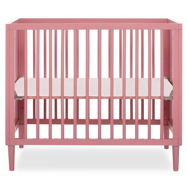 Dream On Me Lucas 4-in-1 Rose Mini Modern Crib with Rounded Spindles I Convertible Crib I Mid- Century Meets Modern