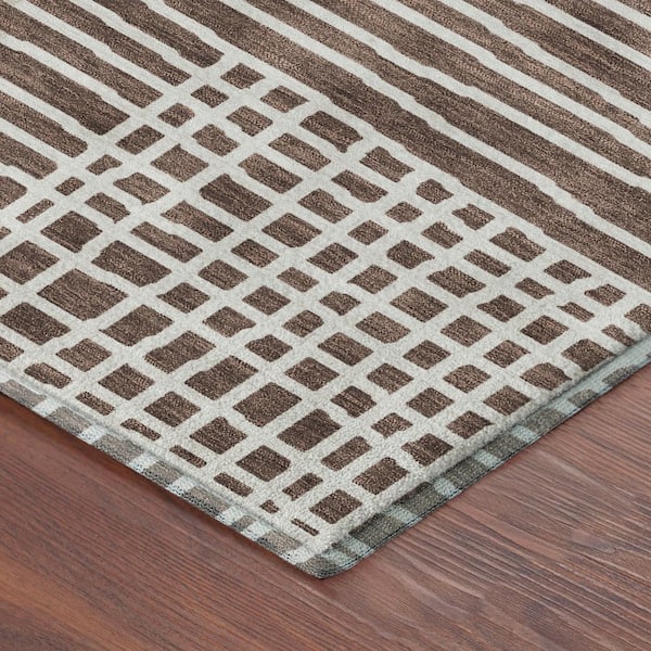 Mayfield Premium Machine Washable Abstract AMF2270 Brown 10 ft. x 14 ft. Area Rug