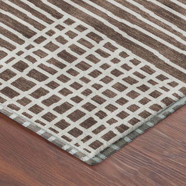 Mayfield Premium Machine Washable Abstract AMF2270 Brown 9 ft. x 12 ft. Area Rug