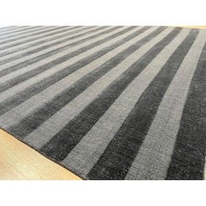 Blue and Gray 9 ft. x 12 ft. Hand-Knotted Wool Modern Loop and Pile Area Rug