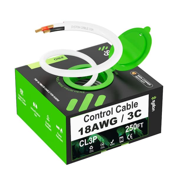 250 ft. 18/3 White CMP/FPLP/CL3P-Plenum Stranded-Unshielded Bare Copper Security/Alarm/Control/Sound Wire UV Resistant