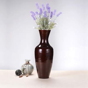 18 in. Brown Decorative Handcrafted Bamboo Jar Vase