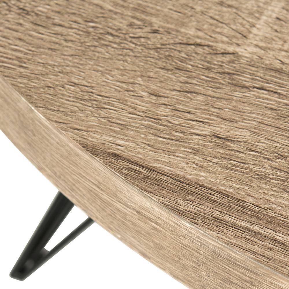 Alpine Light Brown 35" Round Wood and Metal Coffee Table