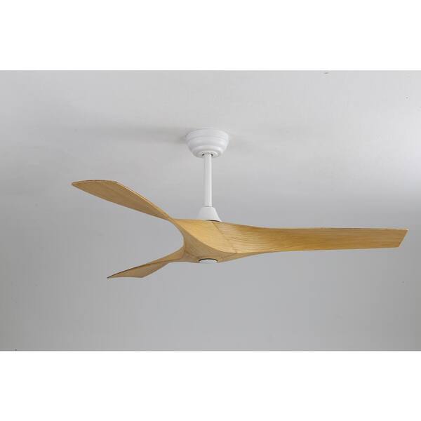 Sofucor 52 In Indoor Outdoor White Ceiling Fan No Light With Remote 3 Curved Abs Blades Zht