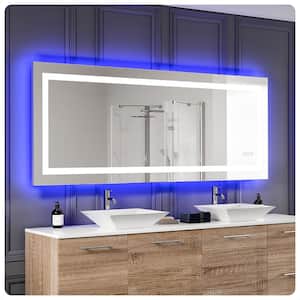 Deco 72 in. W x 30 in. H Large Rectangular Frameless Led Wall Bathroom Vanity Mirror in Glass