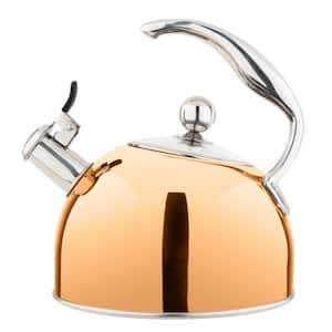 2.6 Qt. 10 Cups Stainless Steel Whistling Kettle with 3-Ply Base, Rose Gold