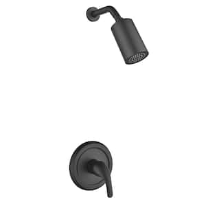 1-Spray Patterns with 2.6 GPM 3.15 in. Wall Mount Rain Fixed Shower Head in Matte Black