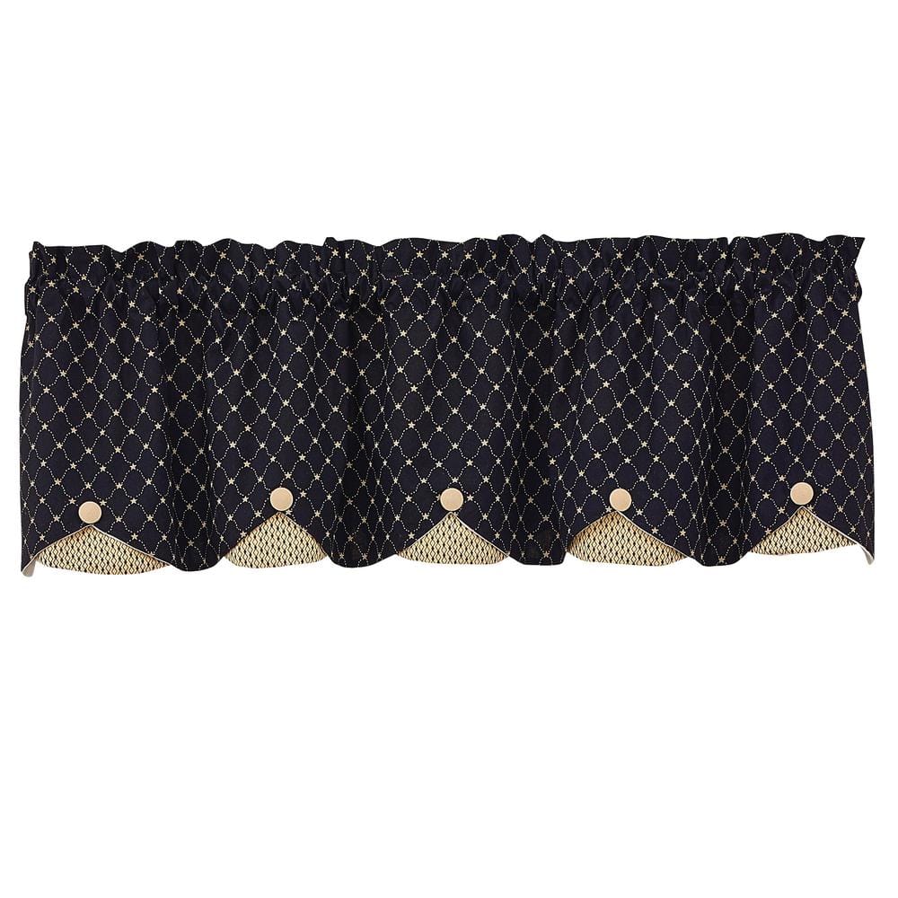 Black and Beige Scalloped Rod Pocket Valance