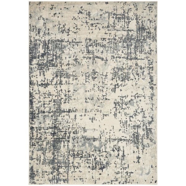 Nourison Concerto Ivory Grey 4 ft. x 6 ft. Abstract Contemporary Area Rug