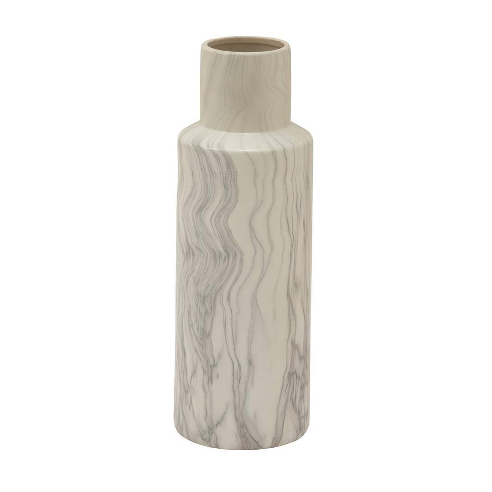 DecMode 21  Faux Marble White Ceramic Vase