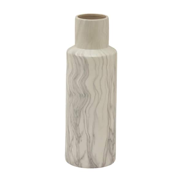 Litton Lane 21 in. White Faux Marble Ceramic Decorative Vase