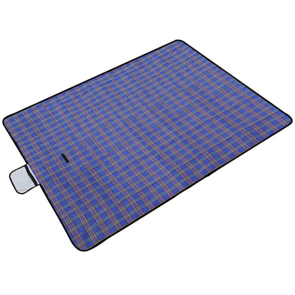 cenadinz 60 in. x 78 in. Waterproof Picnic Blanket Handy Mat Pad with Strap Foldable Camping Rug in Blue (1-Pack)