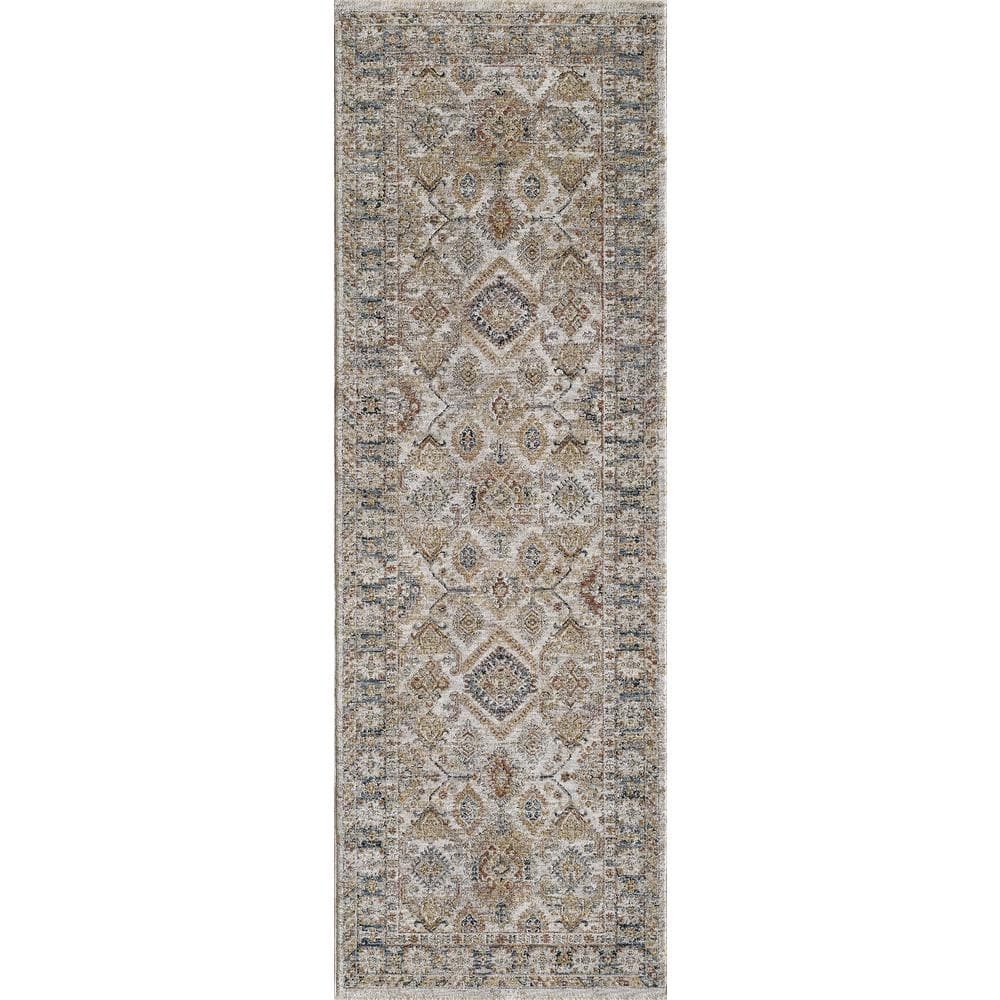 MILLERTON HOME Ivy Ivory/Beige 2 ft. x 8 ft. Vintage Medallion Runner ...