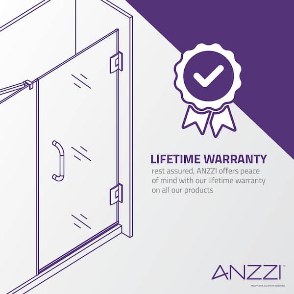 ANZZI - Lancer Series 23.4 in. x 72 in. H Hinged Frameless Shower Door in Brushed Nickel with Tsunami Guard Tempered Glass