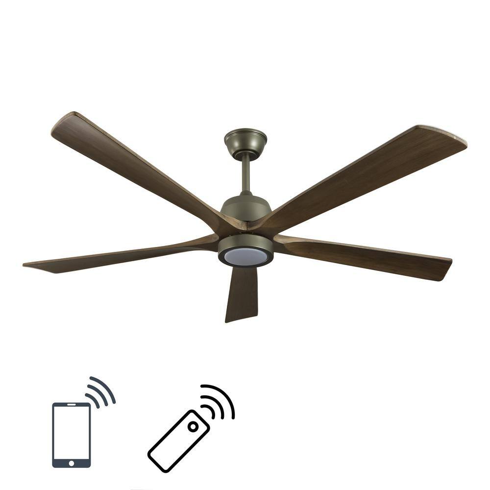 58.8 in. Indoor Olive Green Wood Ceiling Fan with Integrated LED Light and Remote Control price history on PriceWatchPro