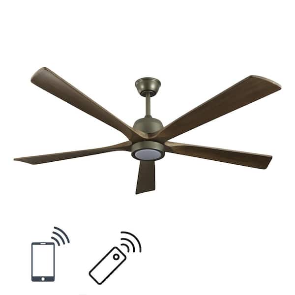 Latepis 58.8 in. Indoor Olive Green Wood Ceiling Fan with Integrated LED Light and Remote Control