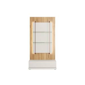 Beaumont 18.03 in. x 35.43 in. x 70.15 in. Off White and Cinnamon Floating Wall Decor Shelves with LED Lights