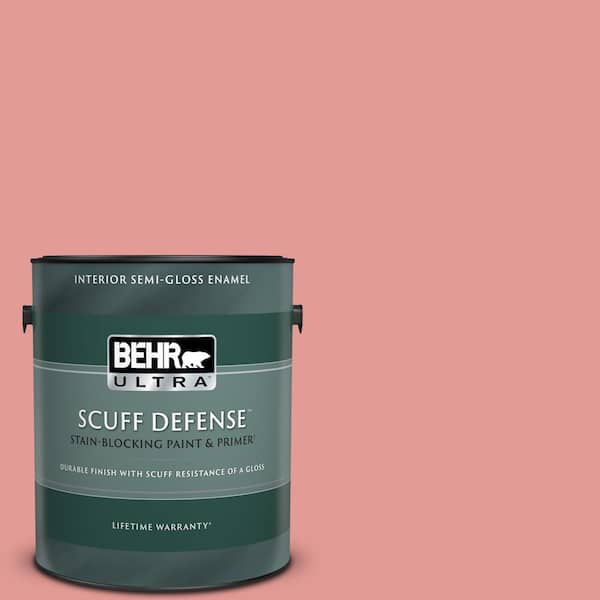 BEHR ULTRA 1 gal. #M160-4A Sunset Pink Extra Durable Semi-Gloss Enamel Interior Paint & Primer