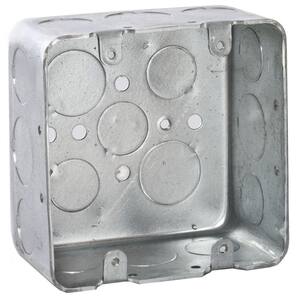 8192 Gray  Steel Raco  4 in H Square  2 Gang  Outlet Box  1/2 in 