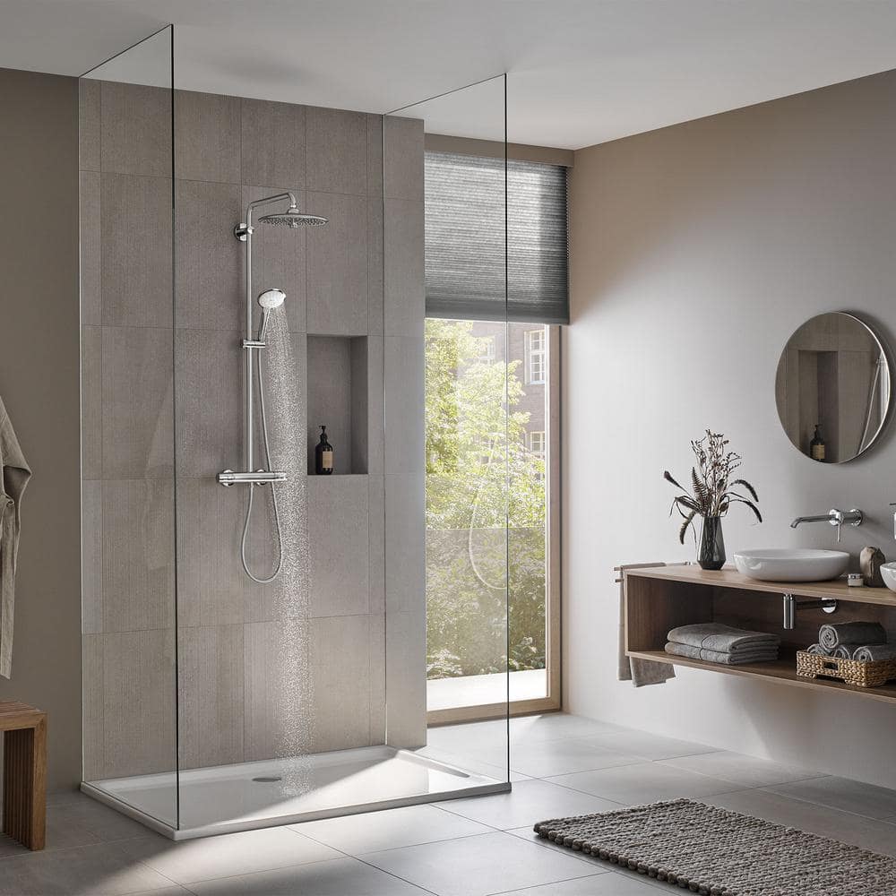 Euphoria 260 Chrome Thermostatic Shower System with Adjustable Height
