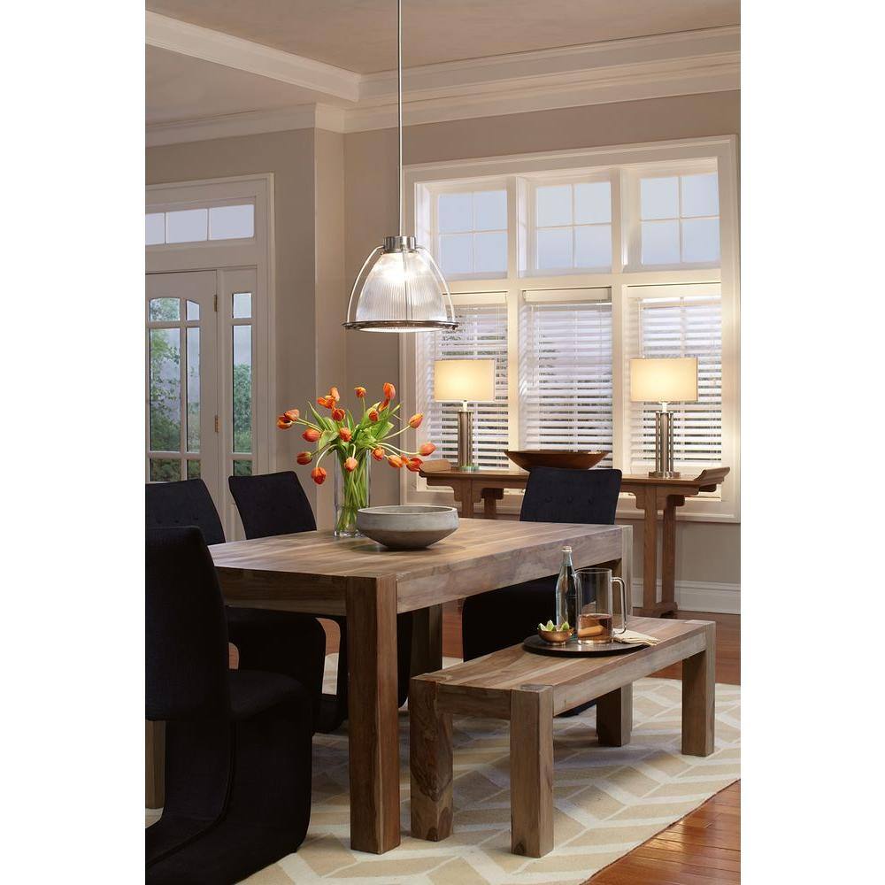 Brushed Nickel Mini Pendant with Clear Prismatic Glass Shade