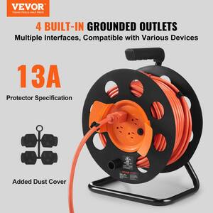 VEVOR Extension Cord Reel 65 ft. 15 Amp Heavy Duty Power Cord 12AWG/3C with  Triple Tap Outlet for Ceiling or Wall Mount, Black SSSJXQMC65FT1OWM6V1 -  The Home Depot