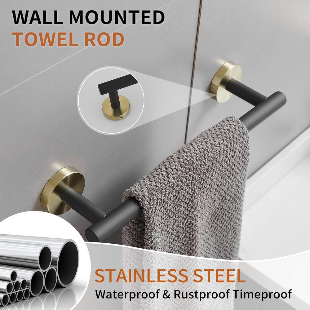 24-Inch Black and Gold Stainless Steel Bathroom Hardware Set