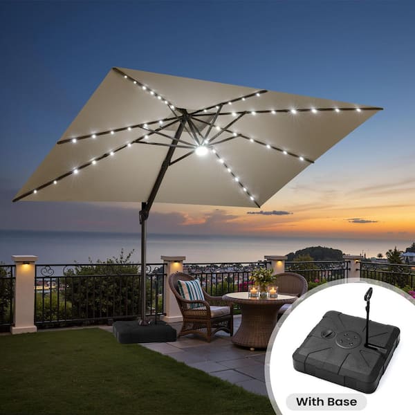 chi wing patio umbrella Solar 3 Tiers Patio Umbrella Outdoor with LED 9FT / Orange