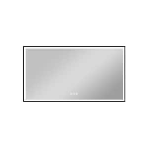 ERIC 55 in. W x 30 in. H Rectangular Aluminum Framed Wall Bathroom Vanity Mirror in Matte Black, Defogger, Memory, 6000K